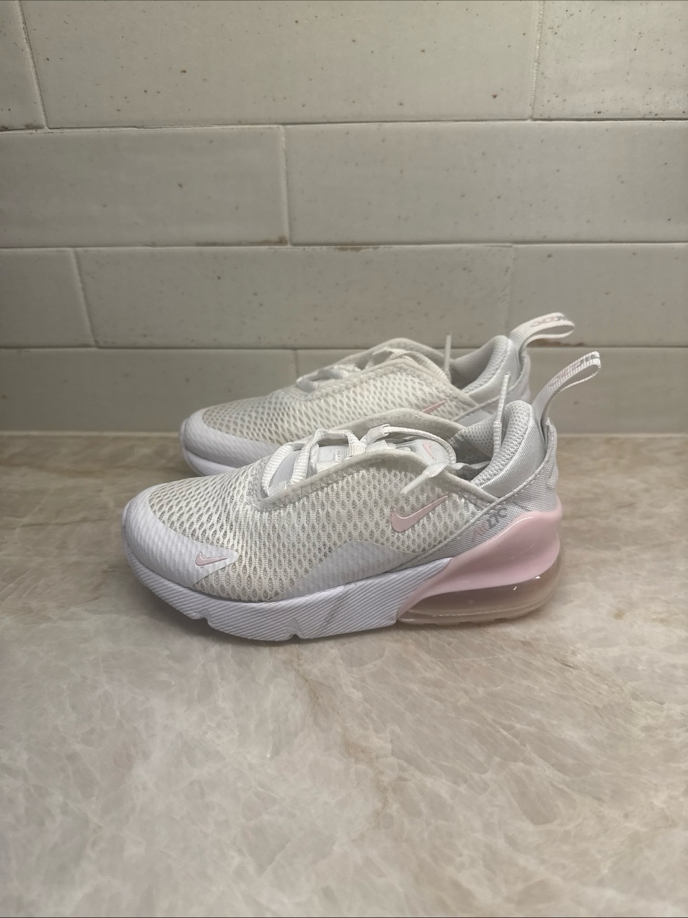 Nike Air Max 270 Little Kids Shoes White Pink Foam size 19.5 kids youth